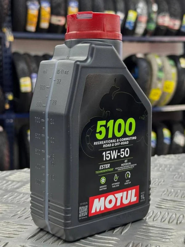 Aceite para motor Motul 5100 4T. semi-sintético 15W-50 para moto/cuatriciclo de 1 unidad x 1L