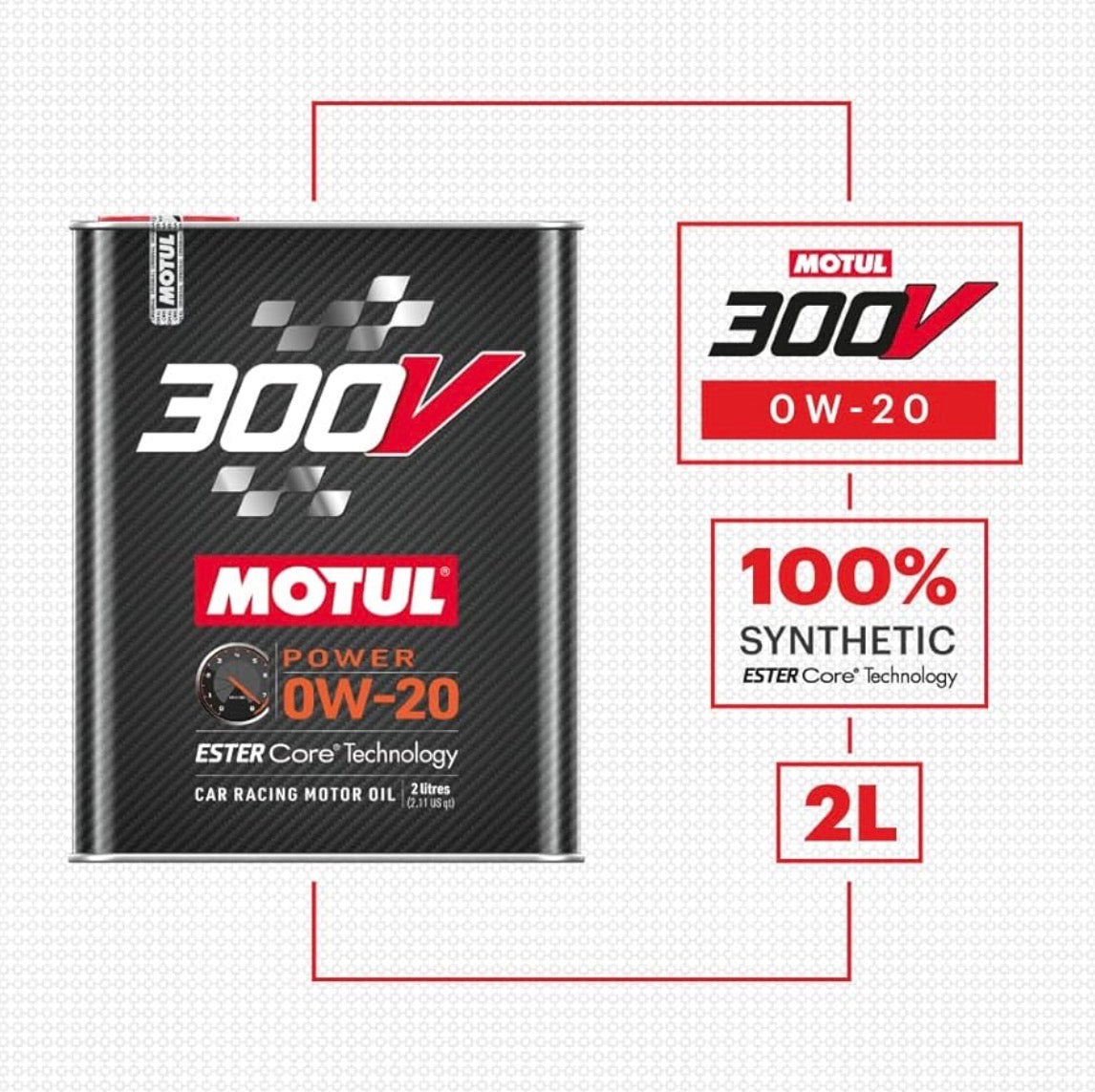 MOTUL 300V 0w20 Aceite de carreras Full sintético 2 Litros Ester Core