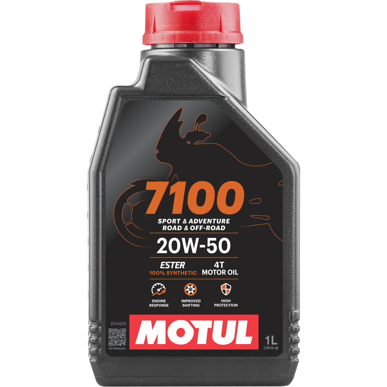 Aceite de moto y cuatriciclos 20W-50 full Sintético Motul 4t 7100 1L